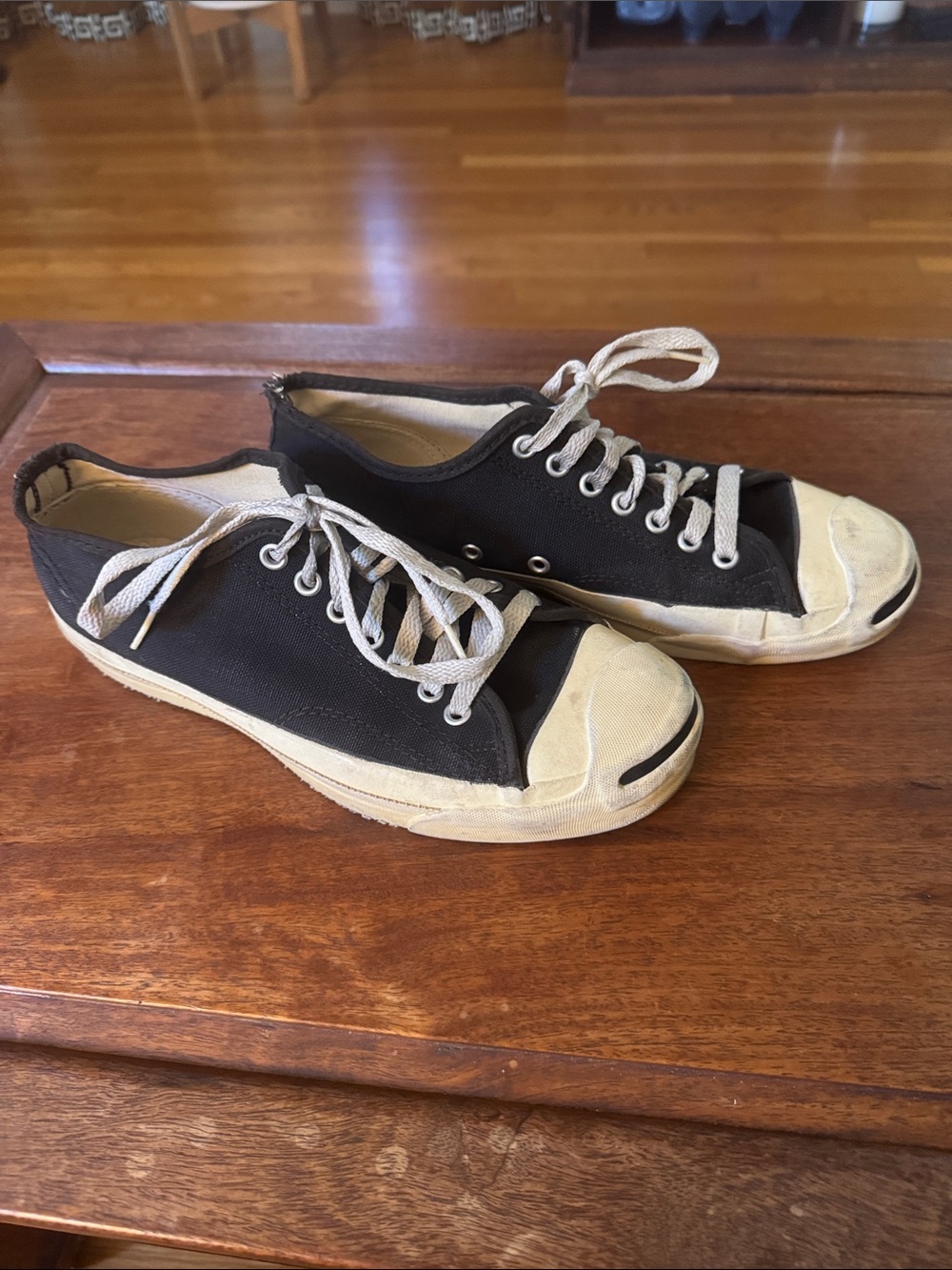 Converse Black Canvas Low-Top Sneakers with Cream Accents - Picture 2 of 7